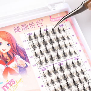 Manga-Inspired Fluffy Natural Long Cluster Lashes - Synthetic Heat Bonded Extensions