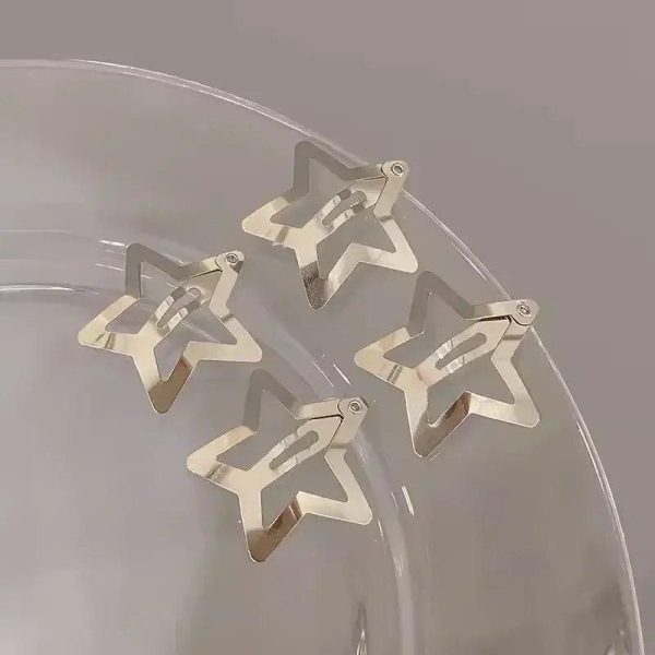Chic Y2K Star Snap Hair Clips - Punk Silver Metal Hairpins for All Occasions