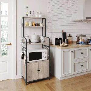 Gray Multipurpose Baker's Rack with Storage