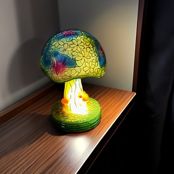 1pc Mushroom Statue Led Light, Resin Mushroom Ornament Luminous Usb Plug, Home Desktop Lighting Bedside Decoration Crafts