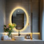 Only Backlit LED Lightd Bathroom Mirror Oval Illuminated Wall Vanity Mirror With Anti-Fog 3 Lighting Modes Memory Function Touch Button Backlit Makeup Mirror