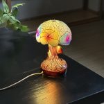 1pc Mushroom Statue Led Light, Resin Mushroom Ornament Luminous Usb Plug, Home Desktop Lighting Bedside Decoration Crafts