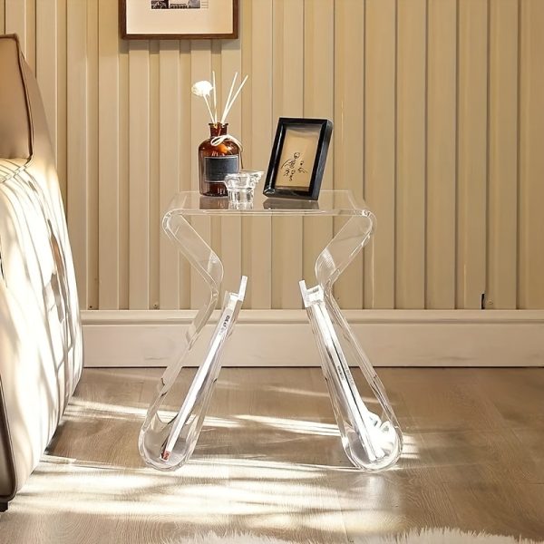 1pc, Acrylic Transparent Side Table, Luxury Sofa Coffee Table, Minimalist Bedside Table For Small Apartment, Modern Casual Style, Home Furniture