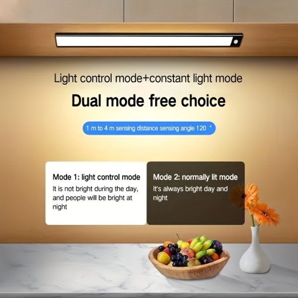 15.74inch ultra-thin motion sensor under cabinet light, usb charging with magnetic night light, 3-tone light cabinet light, for kitchen, cabinets, bedrooms, wardrobes interior lighting (black)