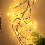 Solar-Powered 72 LED Warm White Willow Vine String Lights, 1.8m/5.9ft - Outdoor & Indoor Wall Decor with 8 Lighting Modes for Courtyard Entrance and Commercial Lighting