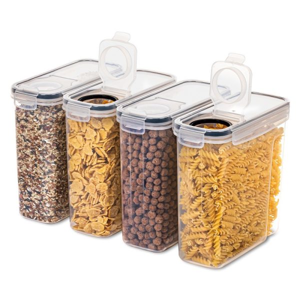 Set of 2/4 Cereal Storage Containers, Made from Bpa-Free Plastic, Designed to Be Airtight for Storing Food. Each Container Holds 2.5 Liters (88 Ounces) And Is Suitable for Cereals, Snacks, And Sugar. This 4pcs Set Includes Cereal Dispensers with Labels in