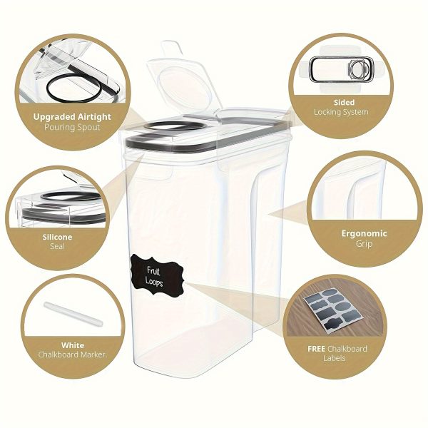 Set of 2/4 Cereal Storage Containers, Made from Bpa-Free Plastic, Designed to Be Airtight for Storing Food. Each Container Holds 2.5 Liters (88 Ounces) And Is Suitable for Cereals, Snacks, And Sugar. This 4pcs Set Includes Cereal Dispensers with Labels in