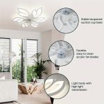 Modern Ceiling Fan with Light and Remote, Commercial Lighting for Coffee Shop and Restaurant, Slim LED Fan Light, Semi Flush Mount, 3-Color 6-Speed Adjustable Wind, Smart Timer Bladeless Ceiling Fan with Color Changing and Detachable Metal Shade Features,
