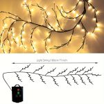Solar-Powered 72 LED Warm White Willow Vine String Lights, 1.8m/5.9ft - Outdoor & Indoor Wall Decor with 8 Lighting Modes for Courtyard Entrance and Commercial Lighting