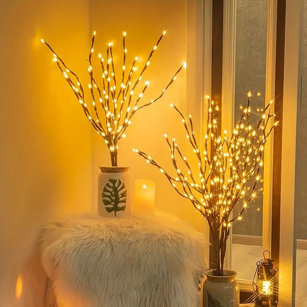1pc 20 LED Branch Lights, Indoor Decoration Lighting For Weddings, Birthdays, Christmas Fairy Lights, With Branch Design (No Batteries, Please Bring Your Own 2 AA Batteries)