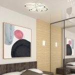 HOMCOM Elegant LED Chandelier with 6 Rings, Ceiling Light with Cool White Lighting for Living Room, Dining Room, or Bedroom, Silver