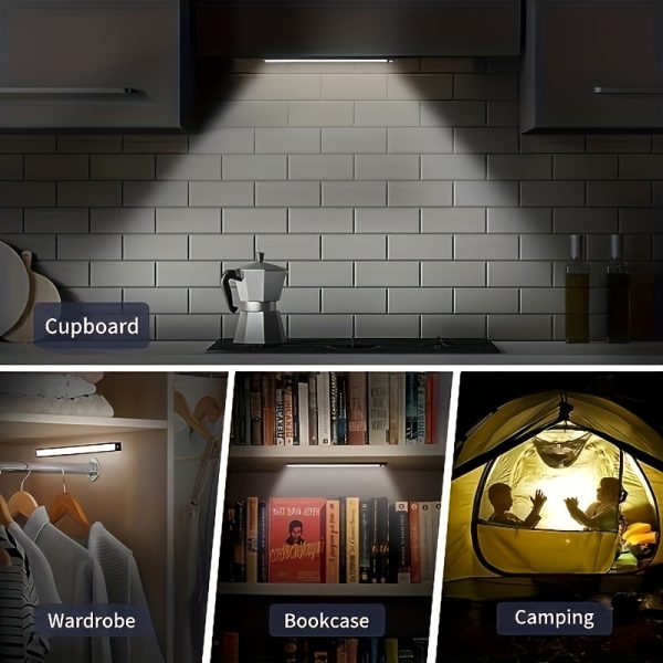 15.74inch ultra-thin motion sensor under cabinet light, usb charging with magnetic night light, 3-tone light cabinet light, for kitchen, cabinets, bedrooms, wardrobes interior lighting (black)