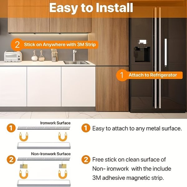 15.74inch ultra-thin motion sensor under cabinet light, usb charging with magnetic night light, 3-tone light cabinet light, for kitchen, cabinets, bedrooms, wardrobes interior lighting (black)