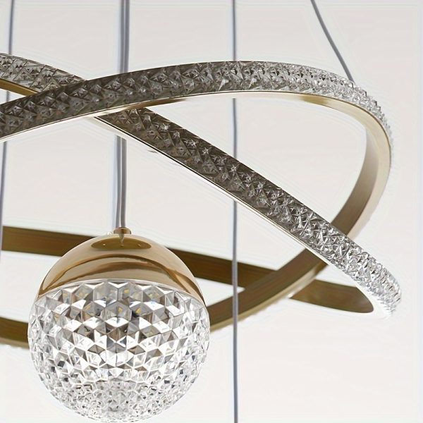 Modern Adjustable Color Changing Chandelier, Polished Metal Finish, Semi-Flush Mount Acrylic Shade, Hard-Wired 110-130V, Three-Color Dimmable Lighting, Detachable Fixture for Living Room, Dining, Bedroom, Study - Includes Light Source