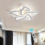 Modern LED Ceiling Lights, Black Dimmable Flower Shape Ceiling Light Chancelier, Flush Mount Ceiling Lamp Lighting Fixture with Remote Control for Living Room Dining Room Hallway Kitchen