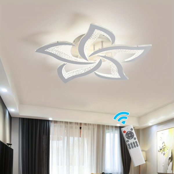 Modern LED Ceiling Lights, Black Dimmable Flower Shape Ceiling Light Chancelier, Flush Mount Ceiling Lamp Lighting Fixture with Remote Control for Living Room Dining Room Hallway Kitchen