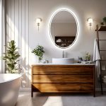 Only Backlit LED Lightd Bathroom Mirror Oval Illuminated Wall Vanity Mirror With Anti-Fog 3 Lighting Modes Memory Function Touch Button Backlit Makeup Mirror