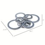 HOMCOM Elegant LED Chandelier with 6 Rings, Ceiling Light with Cool White Lighting for Living Room, Dining Room, or Bedroom, Silver