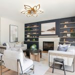 Modern Ceiling Fan with Light and Remote, Commercial Lighting for Coffee Shop and Restaurant, Slim LED Fan Light, Semi Flush Mount, 3-Color 6-Speed Adjustable Wind, Smart Timer Bladeless Ceiling Fan with Color Changing and Detachable Metal Shade Features,