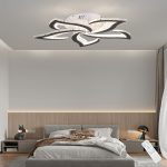 Modern LED Ceiling Lights, Black Dimmable Flower Shape Ceiling Light Chancelier, Flush Mount Ceiling Lamp Lighting Fixture with Remote Control for Living Room Dining Room Hallway Kitchen