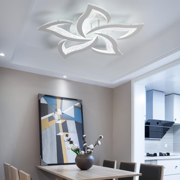 Modern LED Ceiling Lights, Black Dimmable Flower Shape Ceiling Light Chancelier, Flush Mount Ceiling Lamp Lighting Fixture with Remote Control for Living Room Dining Room Hallway Kitchen