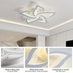 Modern LED Ceiling Lights, Black Dimmable Flower Shape Ceiling Light Chancelier, Flush Mount Ceiling Lamp Lighting Fixture with Remote Control for Living Room Dining Room Hallway Kitchen
