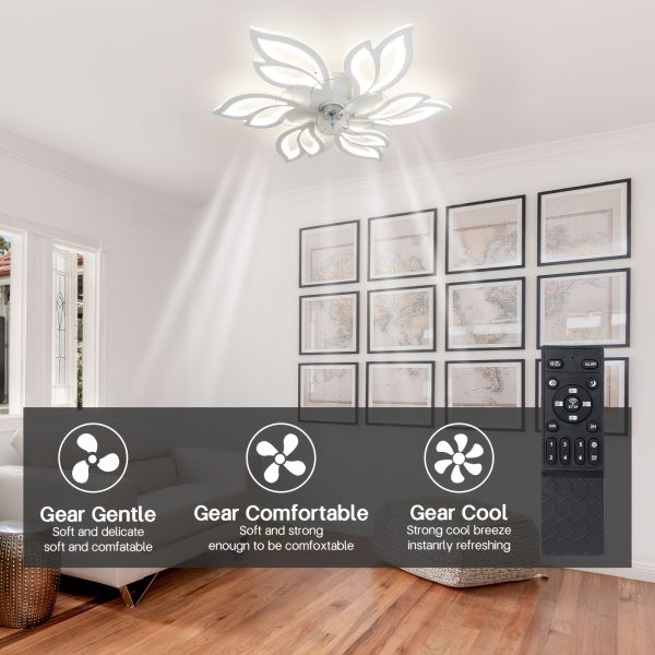 Modern Ceiling Fan with Light and Remote, Commercial Lighting for Coffee Shop and Restaurant, Slim LED Fan Light, Semi Flush Mount, 3-Color 6-Speed Adjustable Wind, Smart Timer Bladeless Ceiling Fan with Color Changing and Detachable Metal Shade Features,