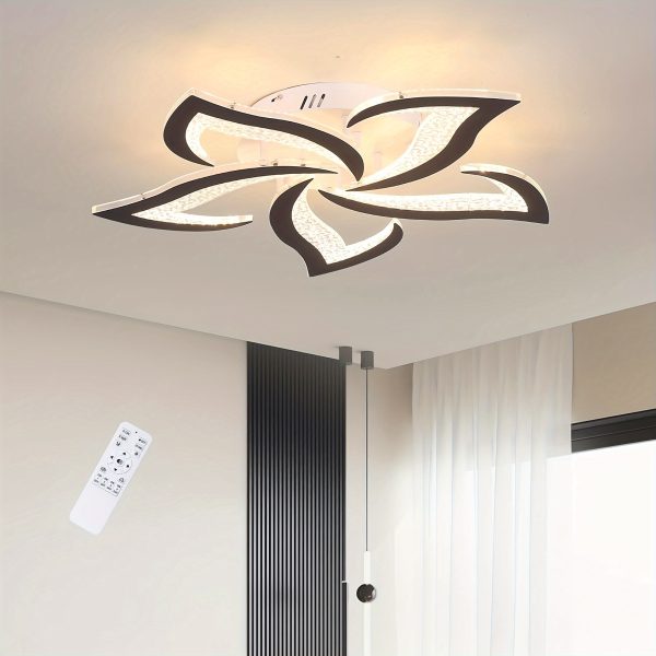 Modern LED Ceiling Lights, Black Dimmable Flower Shape Ceiling Light Chancelier, Flush Mount Ceiling Lamp Lighting Fixture with Remote Control for Living Room Dining Room Hallway Kitchen
