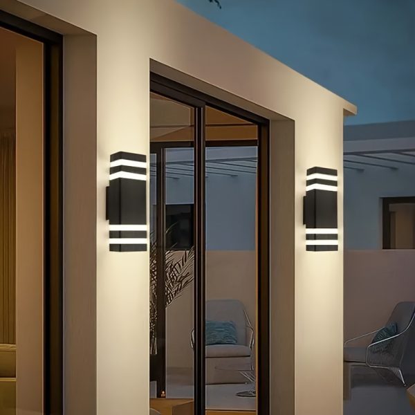 1pc Outdoor Wall Light, Double Head Wall Light, Outdoor Street Light For Courtyard Garden Porch Corridor Modern, Up And Down Lighting, E26/E27 Bulb Base