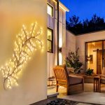Solar-Powered 72 LED Warm White Willow Vine String Lights, 1.8m/5.9ft - Outdoor & Indoor Wall Decor with 8 Lighting Modes for Courtyard Entrance and Commercial Lighting