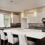 Chandelier Ceiling Light, LED Kitchen Lighting Crystal Chandelier for Kitchen Island, 1-Light Integrated Kitchen Pendant with Bubble Glass Modern Island Lamp