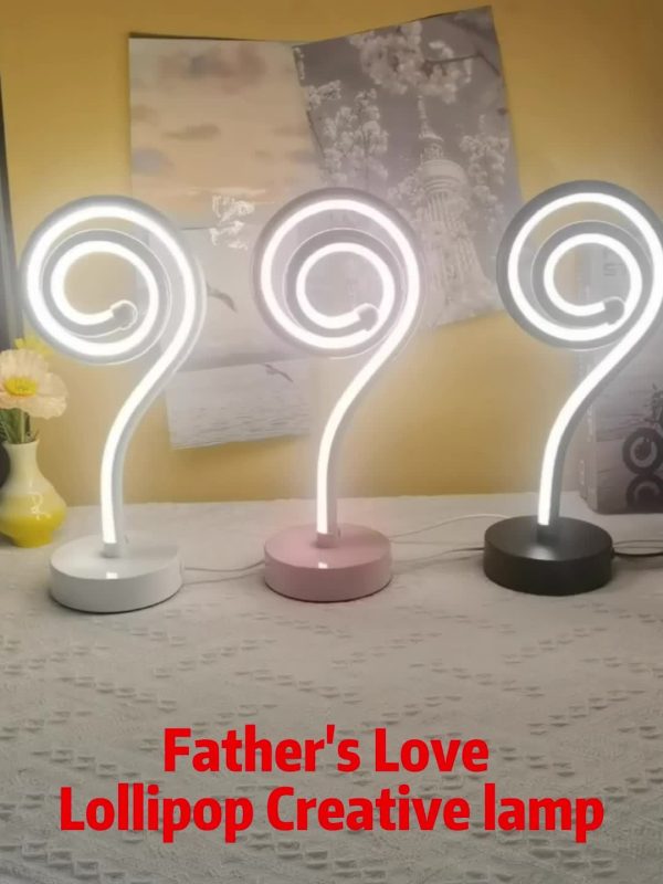 Modern Creative Lollipop-Shaped 3-Color LED Desk Lamp, Dimmable Metal Table Light with Adjustable Lighting, Push Button Control, USB Powered for Various Room Types - Fantasy Theme Desk Lamp Without Battery