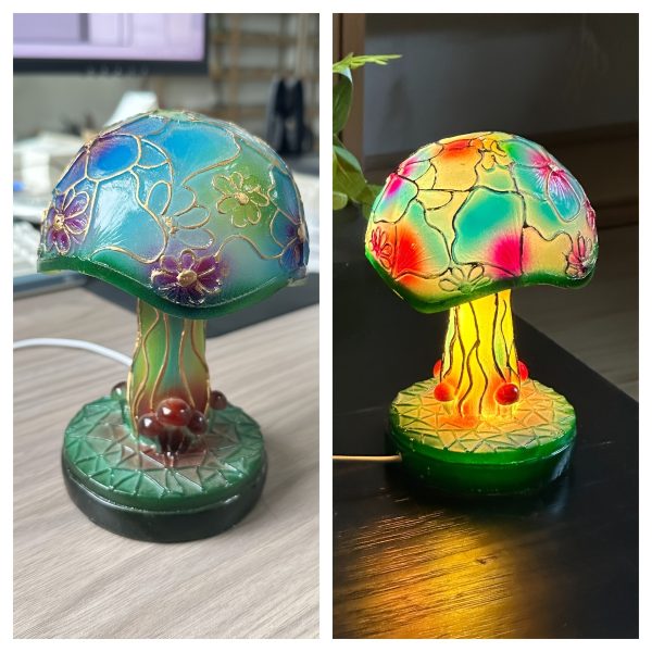 1pc Mushroom Statue Led Light, Resin Mushroom Ornament Luminous Usb Plug, Home Desktop Lighting Bedside Decoration Crafts
