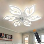 Modern Ceiling Fan with Light and Remote, Commercial Lighting for Coffee Shop and Restaurant, Slim LED Fan Light, Semi Flush Mount, 3-Color 6-Speed Adjustable Wind, Smart Timer Bladeless Ceiling Fan with Color Changing and Detachable Metal Shade Features,