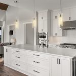 Chandelier Ceiling Light, LED Kitchen Lighting Crystal Chandelier for Kitchen Island, 1-Light Integrated Kitchen Pendant with Bubble Glass Modern Island Lamp