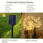 Solar-Powered 72 LED Warm White Willow Vine String Lights, 1.8m/5.9ft - Outdoor & Indoor Wall Decor with 8 Lighting Modes for Courtyard Entrance and Commercial Lighting