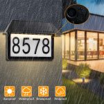 Solar-Powered LED Address Sign with House Numbers - Waterproof Outdoor Wall Light, Warm White, 3000K/4500K/6000K Illumination, Customizable Number Stickers for Home, Yard, Street, Outdoor Lighting|Sleek Wall Lamp|Solar LED Plaque, Solar Powered Outdoor Li