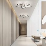 Modern LED Ceiling Lights, Black Dimmable Flower Shape Ceiling Light Chancelier, Flush Mount Ceiling Lamp Lighting Fixture with Remote Control for Living Room Dining Room Hallway Kitchen