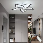 Modern LED Ceiling Lights, Black Dimmable Flower Shape Ceiling Light Chancelier, Flush Mount Ceiling Lamp Lighting Fixture with Remote Control for Living Room Dining Room Hallway Kitchen