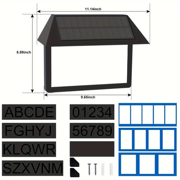 Solar-Powered LED Address Sign with House Numbers - Waterproof Outdoor Wall Light, Warm White, 3000K/4500K/6000K Illumination, Customizable Number Stickers for Home, Yard, Street, Outdoor Lighting|Sleek Wall Lamp|Solar LED Plaque, Solar Powered Outdoor Li