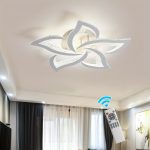 Modern LED Ceiling Lights, Black Dimmable Flower Shape Ceiling Light Chancelier, Flush Mount Ceiling Lamp Lighting Fixture with Remote Control for Living Room Dining Room Hallway Kitchen