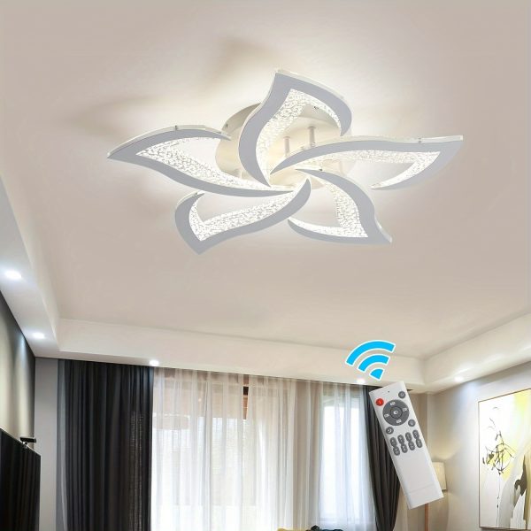 Modern LED Ceiling Lights, Black Dimmable Flower Shape Ceiling Light Chancelier, Flush Mount Ceiling Lamp Lighting Fixture with Remote Control for Living Room Dining Room Hallway Kitchen
