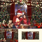 Christmas Trees Bear Toys Backdrop Winter Night Dreamy Santa Claus Photo Background Window Pine Forest Xmas Decorations Supplies