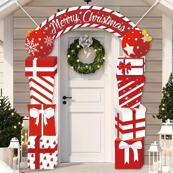 Christmas Hanging Door Banner Merry Christmas Decoration for Home festival Gift Box Xmas Door Navidad Notal Noel New Year 2026