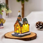 Christmas Glowing House Ornament Romantic Warm Lighting Resin Craft Desktop LED Snow Cover House Decor Figurine Statue Festival