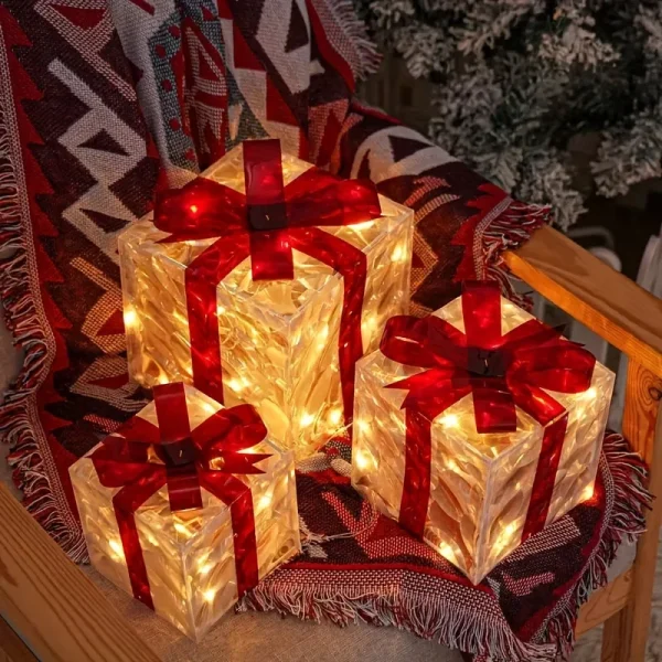 Three Sets Of Christmas Luminous And Exquisite Decorative Lights, Detachable Gift Box And Lighting Fixture,Christmas Decorations