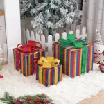 Christmas Glowing Decoration Gift Box Ornament With Bow Christmas Lighting Box Outdoor Light Lighting Christmas Box