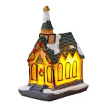 Christmas Glowing House Ornament Romantic Warm Lighting Resin Craft Desktop LED Snow Cover House Decor Figurine Statue Festival