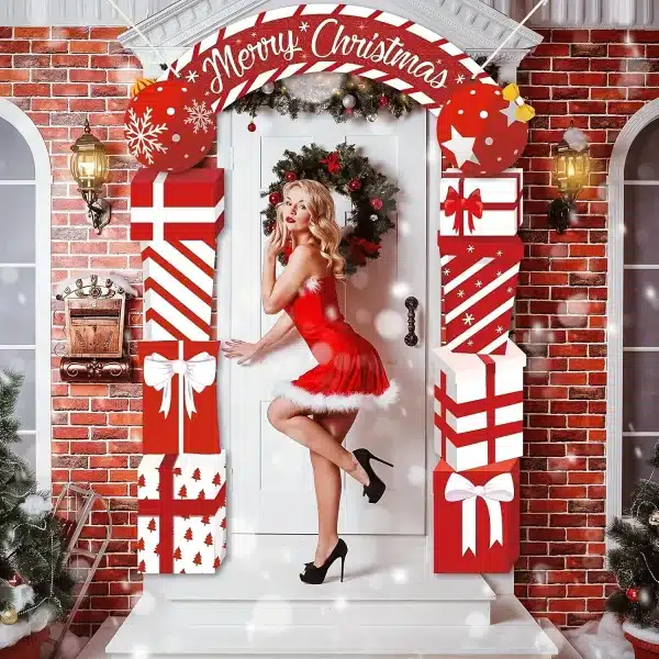 Christmas Hanging Door Banner Merry Christmas Decoration for Home festival Gift Box Xmas Door Navidad Notal Noel New Year 2026