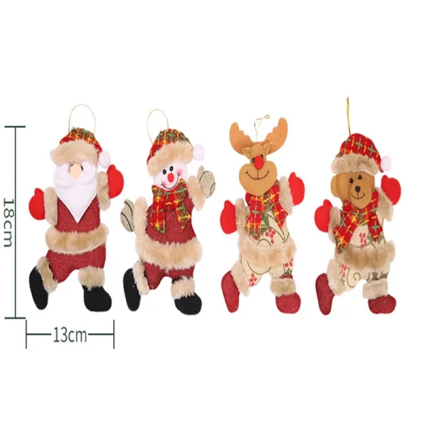Christmas Tree Decorations - Adorable Dancing Santa, Snowman, Deer & Bear | Soft Plush Hanging Ornaments | Xmas Holida